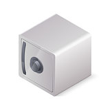 Closed safe box isolated on white background. Isometric vector illustration