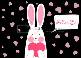 Happy rabbit - Valentene s day illustration.