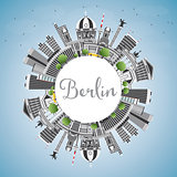Berlin Germany City Skyline with Gray Buildings, Blue Sky and Co
