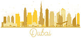 Dubai UAE City skyline golden silhouette. 