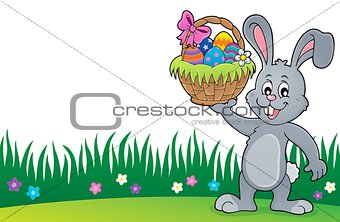 Bunny holding Easter basket topic 3