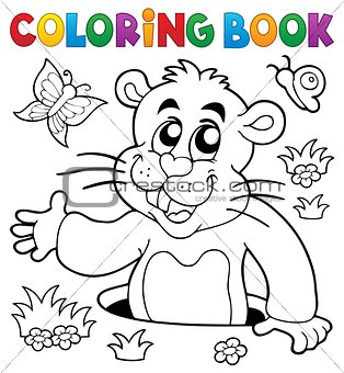 Coloring book groundhog theme image 2