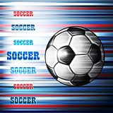 Soccer ball on abstract colorful background.