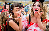 Girls on Rose Monday celebrating German Fasching Carnival