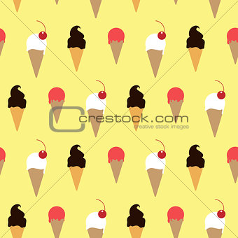 Ice cream in wafer with topping yellow pattern
