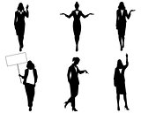 Silhouettes of businesswomen in action