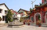 Ancient lion statue, Chinese temple Quan Cong, Hoi An, Vietnam
