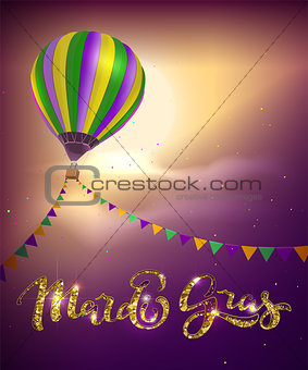 Balloon and decoration garland flag for Mardi Gras carnival Fat Tuesday
