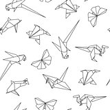 Vector seamless pattern with origami animals. Abstract creative background