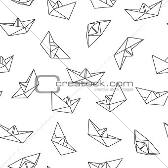 Vector seamless pattern with origami boat. Abstract creative background