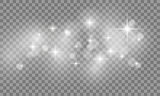 Set of Star burst and sparkles with glowing light effects. Sun flash with spotlight isolated on transparent background. Vector illustration.