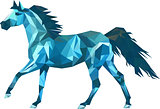 Vector triangle horse. Abstract horse of geometric shapes. Sign of the blue horse. Backdrop. Gradient.