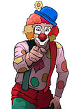 Cheerful Party Clown Pointing