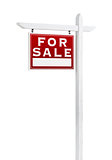 Left Facing For Sale Real Estate Sign Isolated on a White Backgr