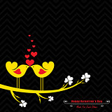 Valentine card with cute birds illustration