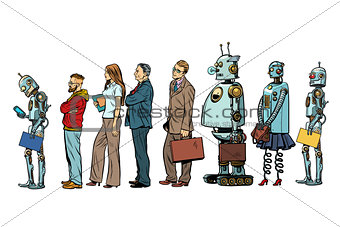 The set of all people. Woman man robot hipster businessman