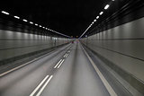 Cars in a tunnel on Oresund bridge between Sweden and Denmark