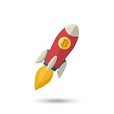Bitcoin icon rocket ship