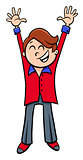happy boy character at a party cartoon illustration
