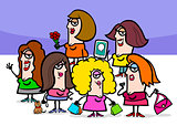 woman cartoon people characters group