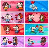 Valentine cartoon greeting cards designs collection