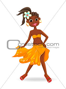 Girl in an orange skirt