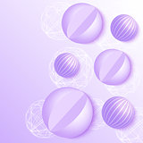 3d balls on violet background.