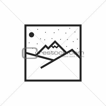 Linear icon of mountains