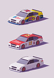 Vector low poly racing cars