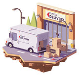 Vector low poly delivery van