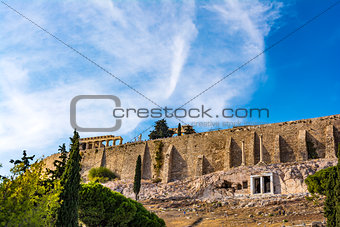 Acropolis hill of Athens in Greece with stone walls