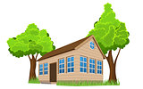 Wooden house with trees