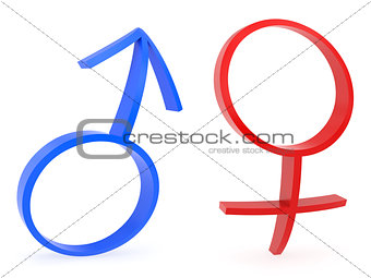 Curved male and female gender symbols