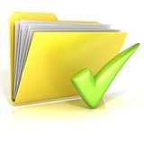 Positive, green check mark folder icon, 3D