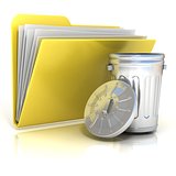 Open steel trash can folder icon, 3D
