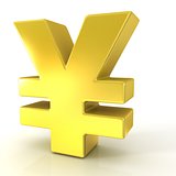 Japanese yen 3D golden sign