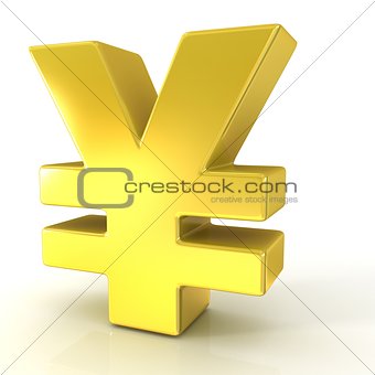 Japanese yen 3D golden sign