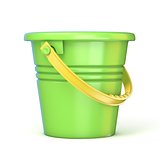 Green yellow sand toy bucket. 3D