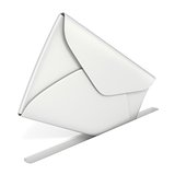 Blank white envelope falls into the slot. Sending mail concept 3