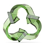 Green recycle sign, three arrows 3D