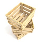 Three empty wooden crate. 3D