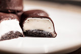 Vanilla ice cream bonbons covered in chocolate 
