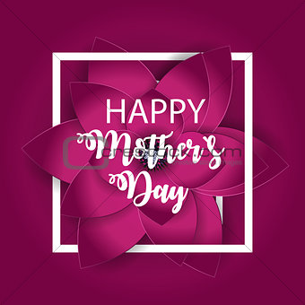 Happy Mother s Day Cute Background with Flowers. Vector Illustration
