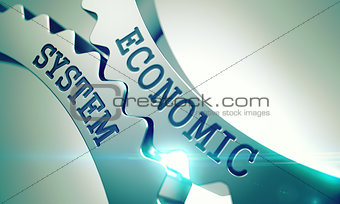 Economic System - Mechanism of Shiny Metal Cog Gears. 3D.