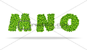 Alfavit from the leaves of the clover. Letters MNO.