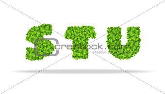 Alfavit from the leaves of the clover. Letters STU.