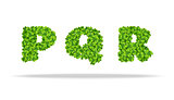 Alfavit from the leaves of the clover. Letters PQR.