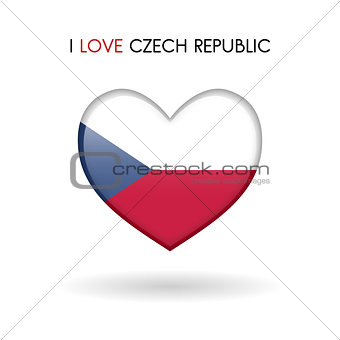 Love Czech Republic symbol. Flag Heart Glossy icon on a white background