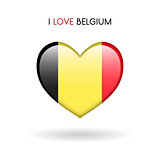 Love Belgium symbol. Flag Heart Glossy icon on a white background