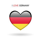 Love Germany symbol. Flag Heart Glossy icon on a white background